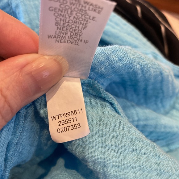 J. Jill popover 100% cotton gauze top Size 2X teal blue long sleeve V-neck - Picture 8 of 9
